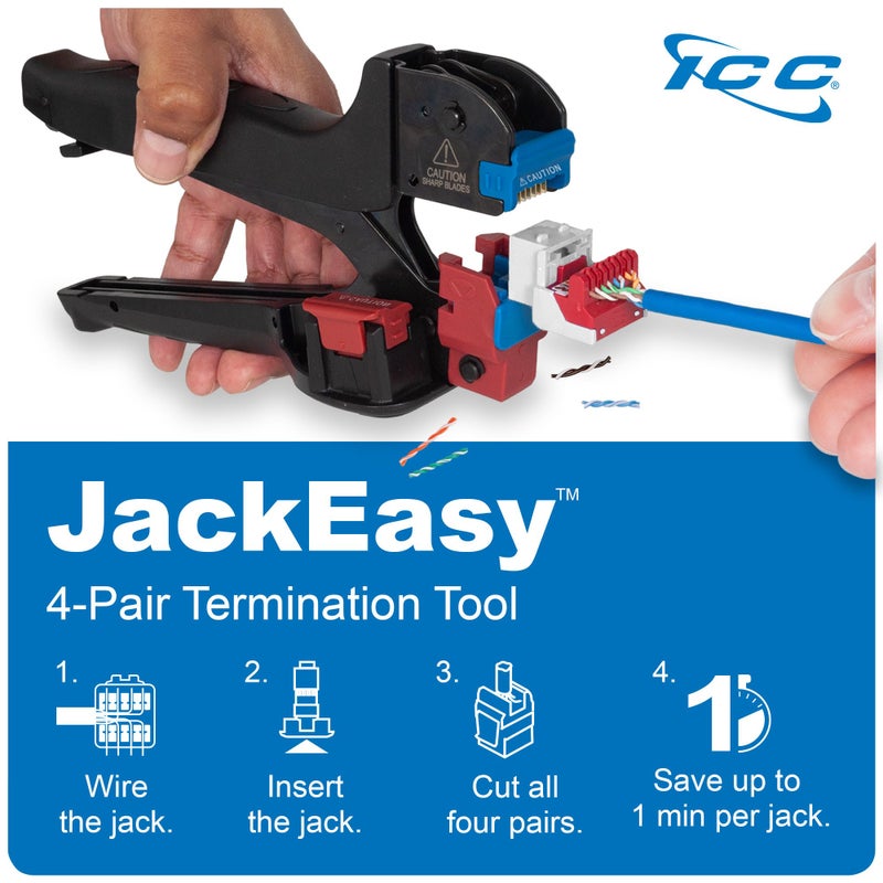 ICC CAT6 Keystone Jack with Inline IDC No Pair Split Wiring (Easier Termination) UL Listed PoE++ TAA Compliant for Wall Plate or Patch Panel, Works with JackEasy Termination Tool, White, 25 Pack - Image 4